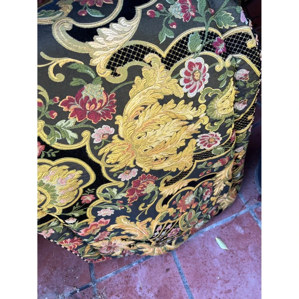 King Pillow Sham Set Black Italian Floral Baroque Romantic Horchow Tapestry